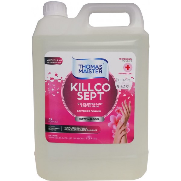 Gel dezinfectant pentru maini, KillcoSept, 75% alcool, 5 litri Gel dezinfectant pentru maini, KillcoSept, 75% alcool, 5 litri